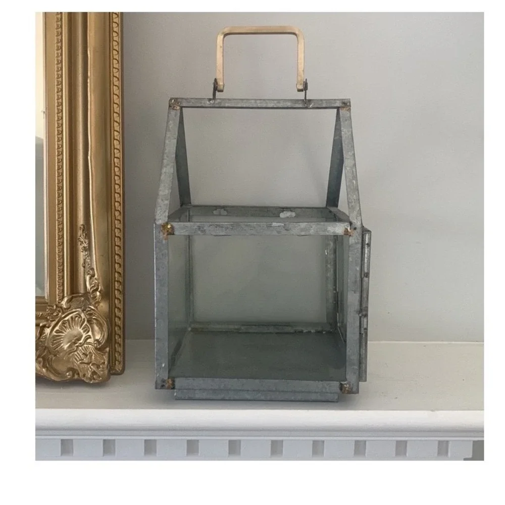 Hearth & Hand Magnolia Galvanized Metal Glass House Lantern Farmhouse Decor 12